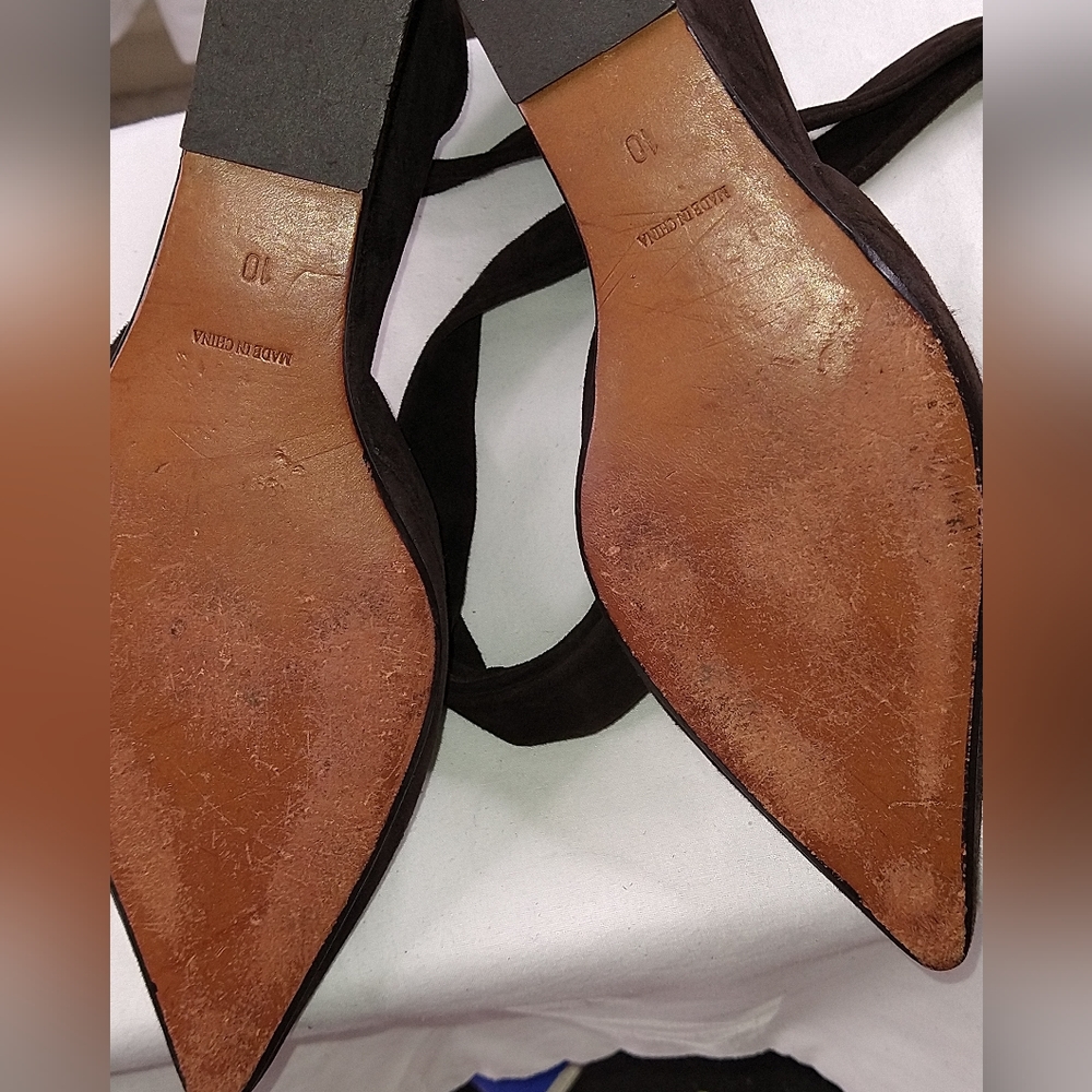 TORY BURCH BROWN SUEDE ANKLE TIE WEDGES, SZ 10. - Picture 2 of 10